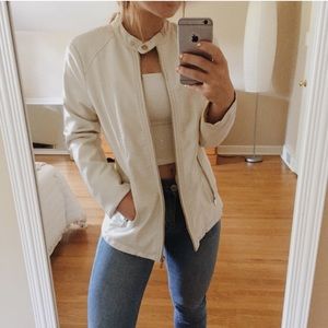 White leather jacket coat